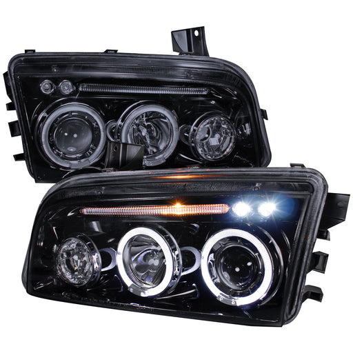 Spec-D 05-10 Dodge  Charger  Projector Headlight Gloss Black Housing Smoke Lens  LHP-CHG05G-TM