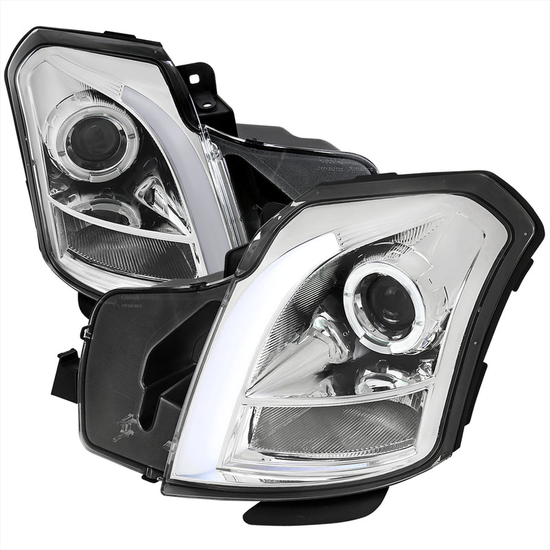 Spec-D 03-07 Cadillac Cts Led Bar Projector Headlight Chrome Housing Clear Lens - No Reflector Switchback Led Light Bar Led Sequential Signal  H1 High & H1 Low LHP-CTS03-G3-RS