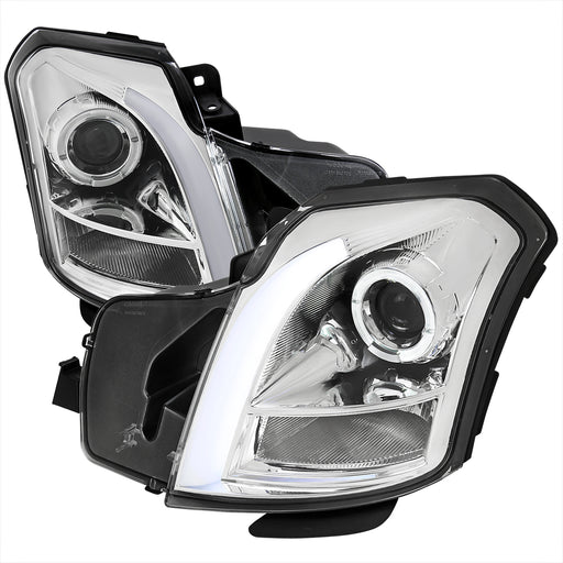 Spec-D 03-07 Cadillac Cts Led Bar Projector Headlight Chrome Housing Clear Lens - No Reflector Switchback Led Light Bar Led Sequential Signal  H1 High & H1 Low LHP-CTS03-G3-RS