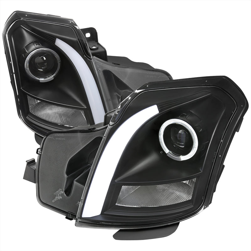 Spec-D 03-07 Cadillac Cts Led Bar Projector Headlight Matte Black Housing Clear Lens - No Reflector Switchback Led Light Bar Led Sequential Signal  H1 High & H1 Low LHP-CTS03JM-G3-RS