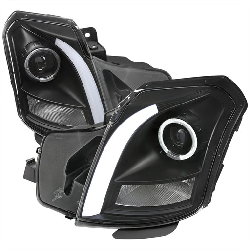 Spec-D 03-07 Cadillac Cts Led Bar Projector Headlight Matte Black Housing Clear Lens - No Reflector Switchback Led Light Bar Led Sequential Signal  H1 High & H1 Low LHP-CTS03JM-G3-RS