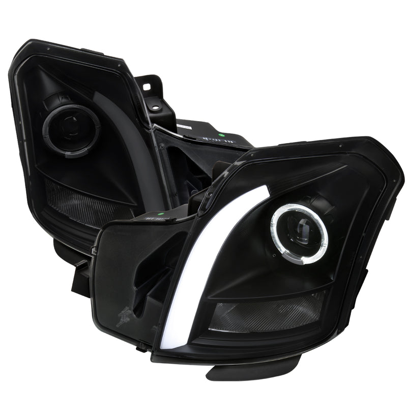 Spec-D 03-07 Cadillac Cts Led Bar Projector Headlight Matte Black Housing Smoked Lens - No Reflector Switchback Led Light Bar Led Sequential Signal  H1 High & H1 Low LHP-CTS03SM-G3-RS