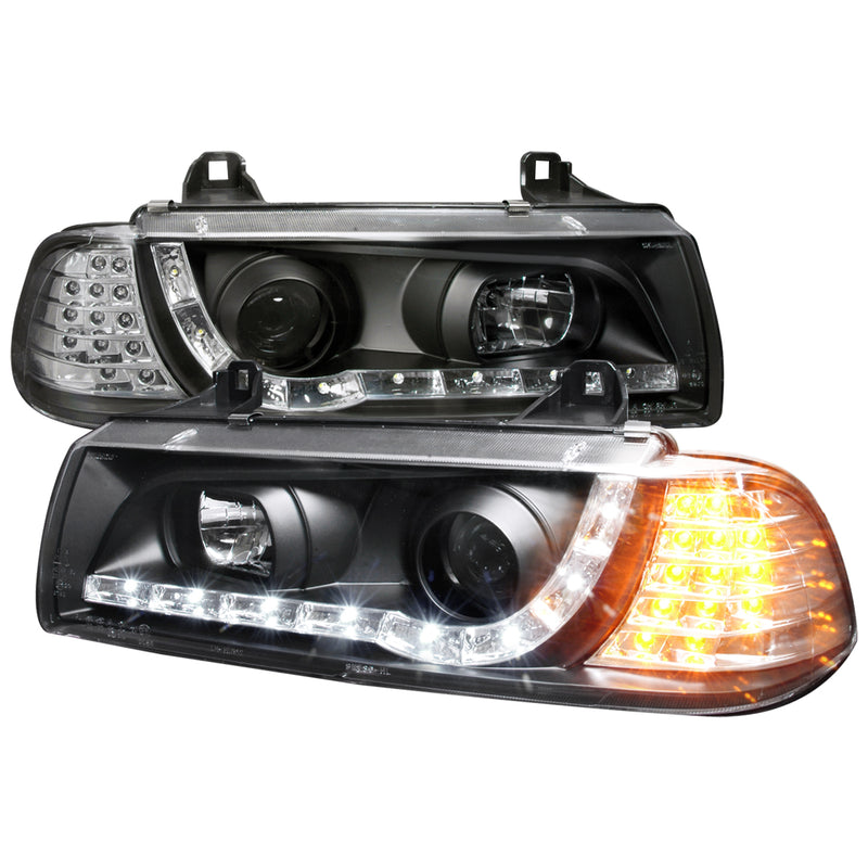 Spec-D 92-98 Bmw E36 3 Series R8 Style Led Projector With Led Signal 2 Door Coupe LHP-E362JM-8V2-TM