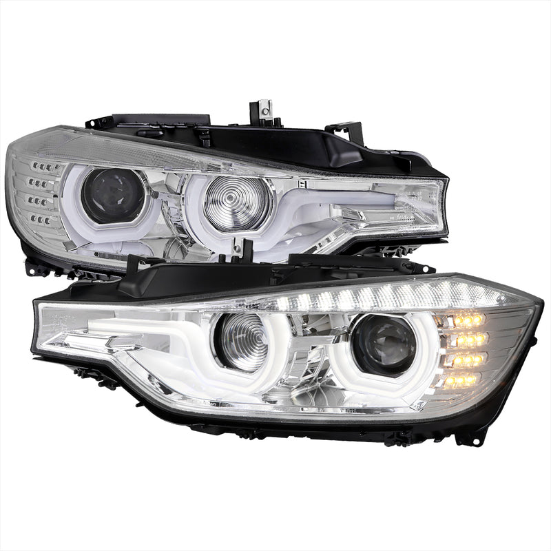 Spec-D 12-15 Bmw 3 Series F30 Projector Headlights Chrome Housing With Clear Lens LHP-F3012-TM
