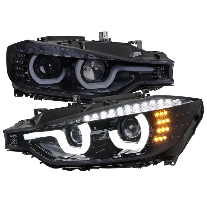 Spec-D 12-15 Bmw 3 Series F30 Projector Headlights Glossy Black With Smoked Lens LHP-F3012G-TM