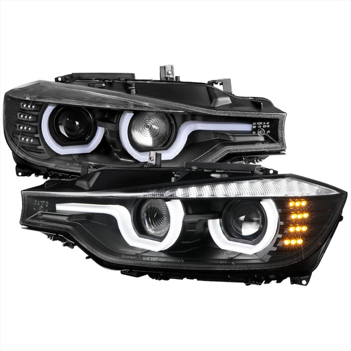 Spec-D 12-15 Bmw F30 3 Series Sedan Xenon Projector Headlights Full Matte Black Housing And Smoked Lens - Not Compatible On Halogen Models LHP-F3012JM-HD-TM