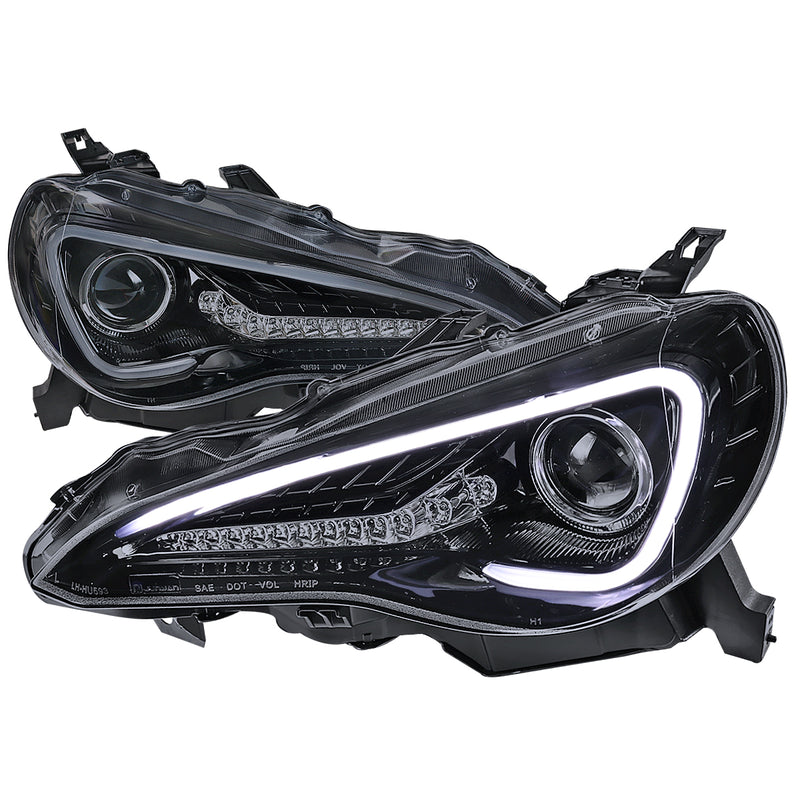 Spec-D 12-14 Scion Frs Projector  Headlights Glossy Black Smoked Lens LHP-FRS12G-TM