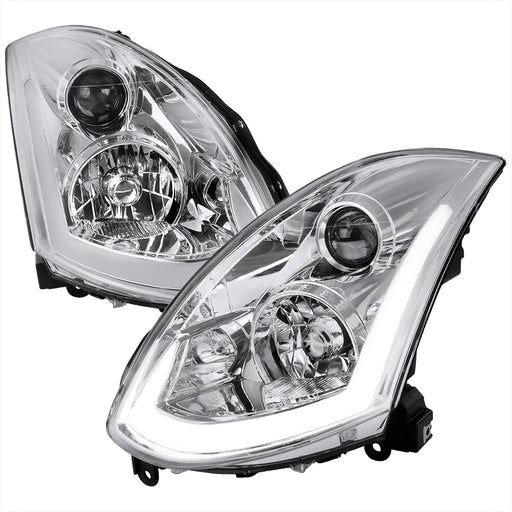 Spec-D 03-05 Infiniti G35 Projector Headlight With Sequential Signal For 2 Door Models With Factory Xenon Chrome LHP-G35032-SQ-RS