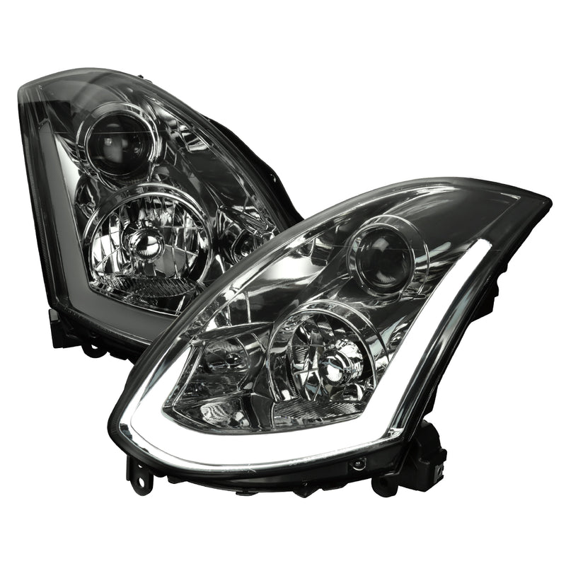 Spec-D 03-05 Infiniti G35 Projector Headlight With Sequential Signal For 2 Door Models With Factory Xenon Smoke LHP-G35032G-SQ-RS