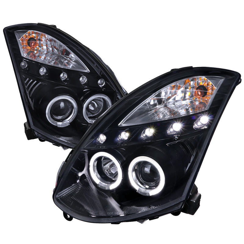 Spec-D 03-05 Infiniti G35  Projector Headlight Gloss Black Housing Smoke Lens Compatible With Factory Hid  LHP-G35032G-TM
