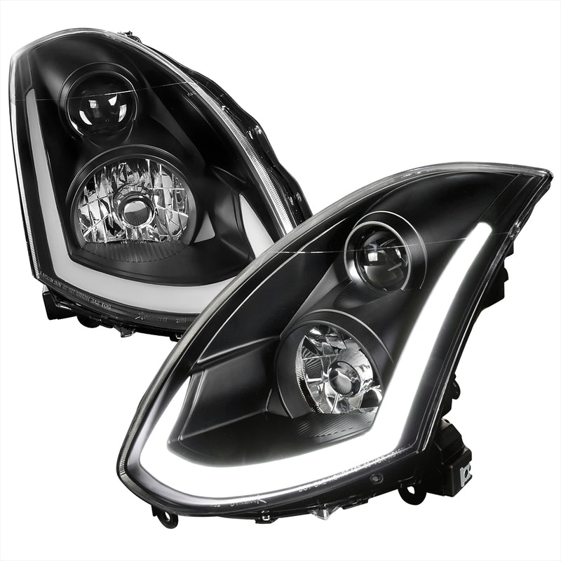 Spec-D 03-05 Infiniti G35 Projector Headlight With Sequential Signal For 2 Door Models With Factory Xenon Black LHP-G35032JM-SQ-RS