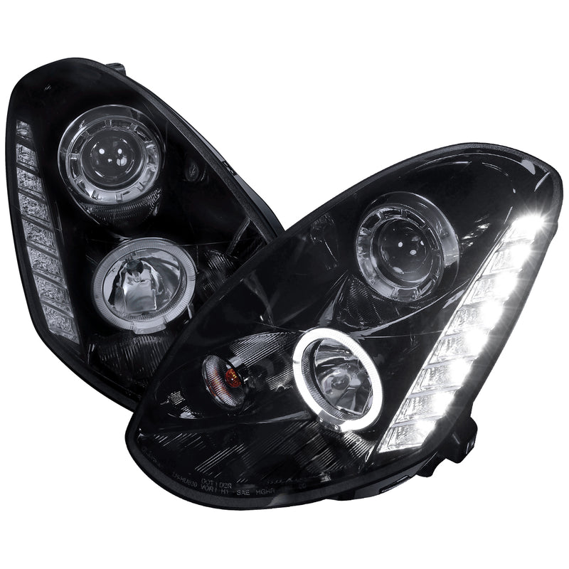 Spec-D 05-05 Infiniti  G35  Smoked Lens Gloss Black Housing Projector Headlights LHP-G35054G-TM