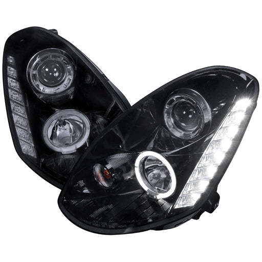 Spec-D 05-05 Infiniti  G35  Smoked Lens Gloss Black Housing Projector Headlights LHP-G35054G-TM