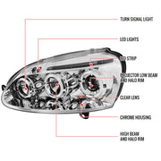 Spec-D 06-08 Volkswagen Jetta Halo Led Projector Chrome LHP-GLF05-TM