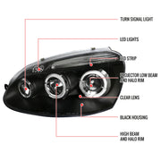 Spec-D 06-08 Volkswagen Golf Halo Led Projector Black LHP-GLF05JM-TM