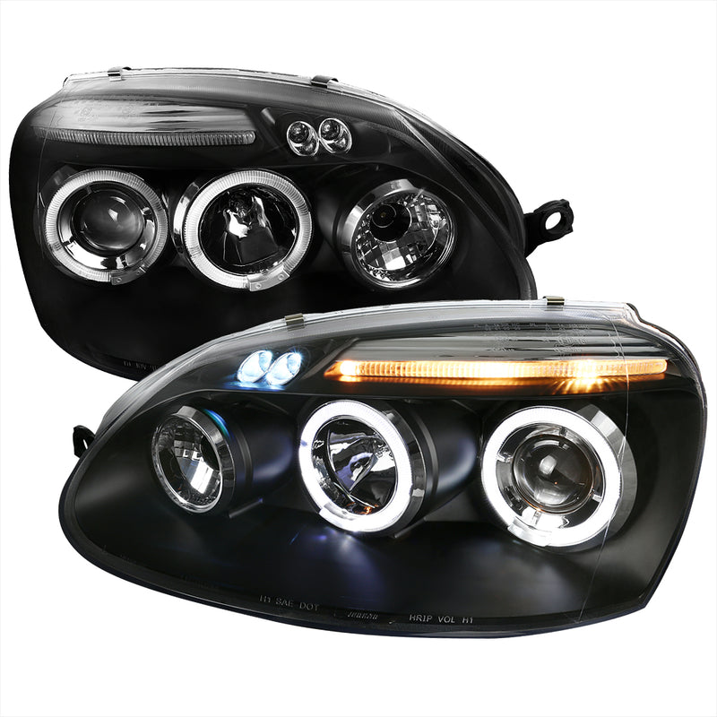 Spec-D 06-08 Volkswagen Golf Halo Led Projector Black LHP-GLF05JM-TM