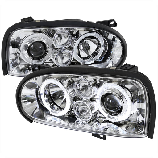 Spec-D 93-98 Volkswagen Golf Halo Projector Headlight Chrome Housing LHP-GLF92-TM