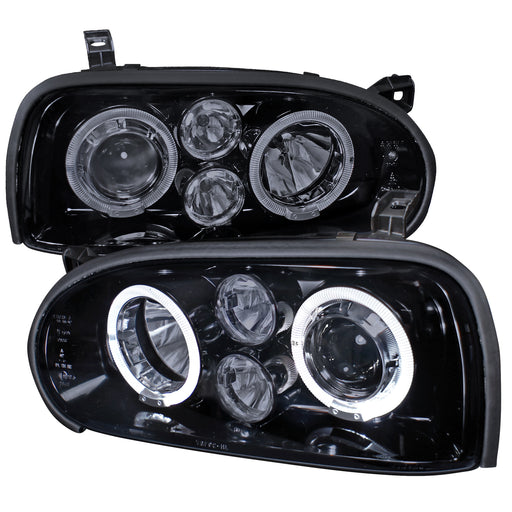 Spec-D 93-98 Volkswagen Golf Halo Projector Headlight Gloss Black Housing With Smoke Lens LHP-GLF92G-TM