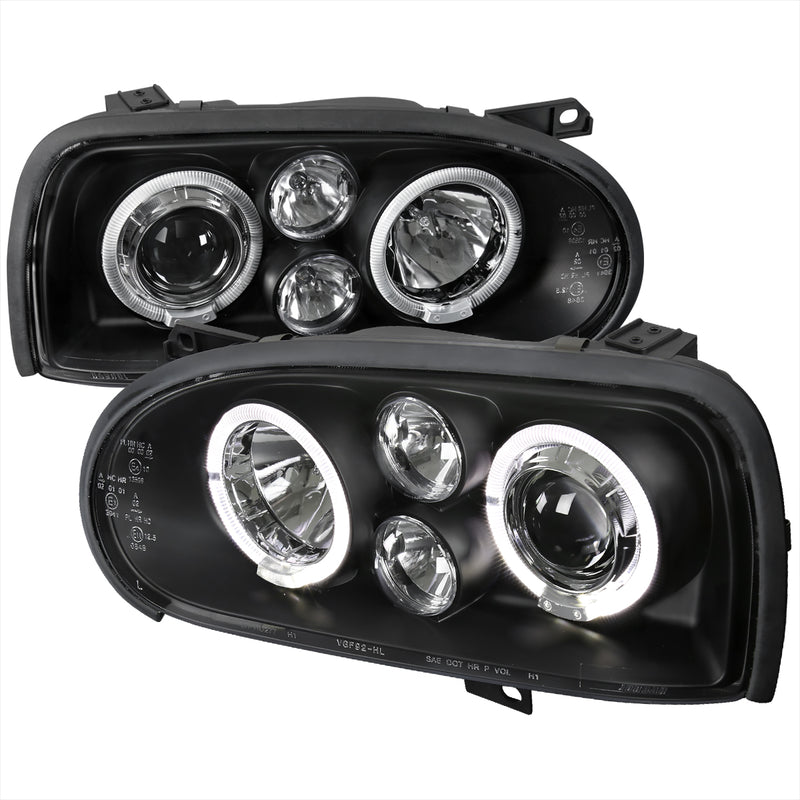 Spec-D 93-98 Volkswagen Golf Halo Projector Headlight Black Housing LHP-GLF92JM-TM