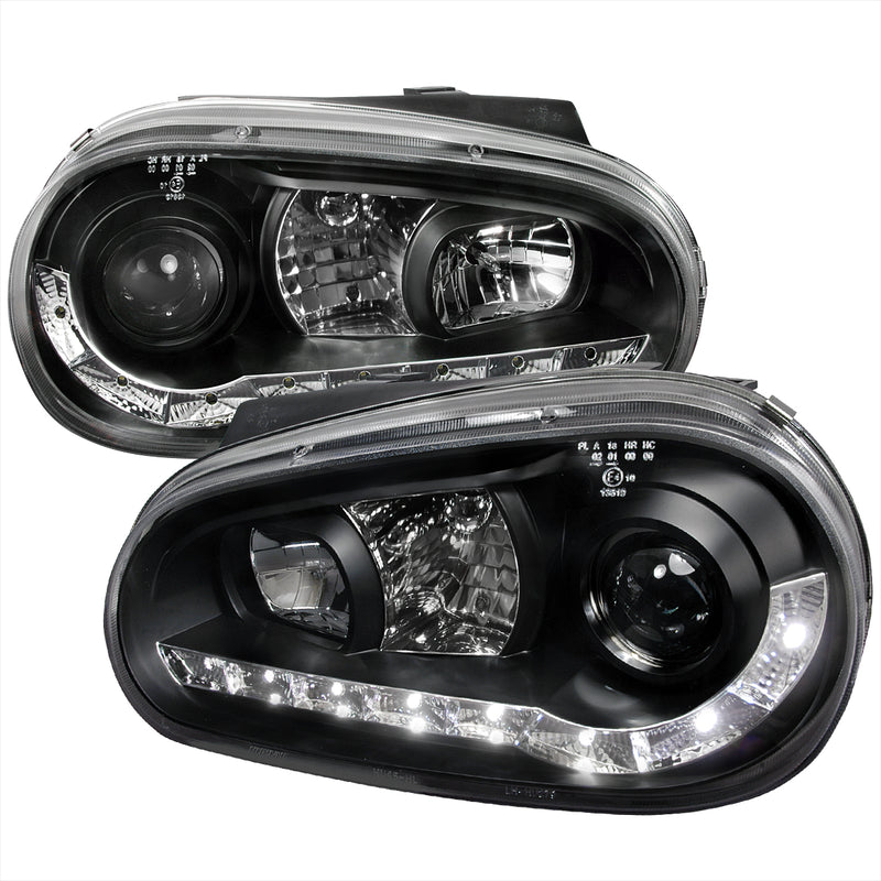 Spec-D 99-05 Volkswagen Golf R8 Style Halo Led Projector Black LHP-GLF99JM-8-TM