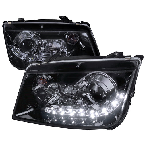 Spec-D 99-04 Volkswagen Jetta  R8 Style Smoked Lens Gloss Black Housing Projector Headlights LHP-JET99G-8-TM