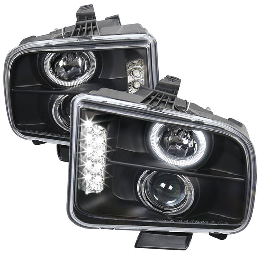 Spec-D 05-09 Ford Mustang Halo Led Projector Black LHP-MST05JM-TM