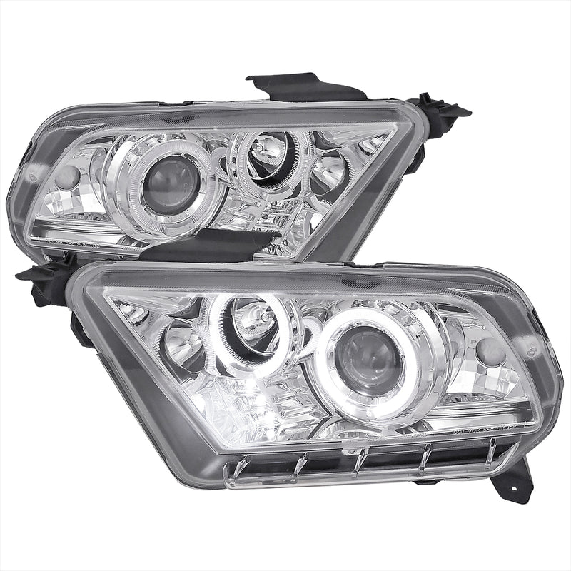 Spec-D 10-14 Ford  Mustang  Projector Headlight Chrome Housing Clear Lens Halogen Model Only  LHP-MST10-TM