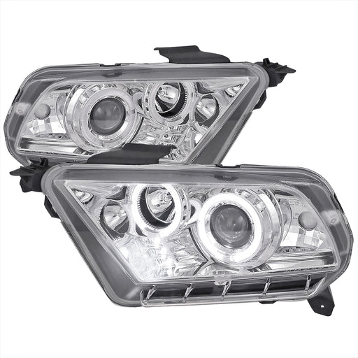 Spec-D 10-14 Ford  Mustang  Projector Headlight Chrome Housing Clear Lens Halogen Model Only  LHP-MST10-TM