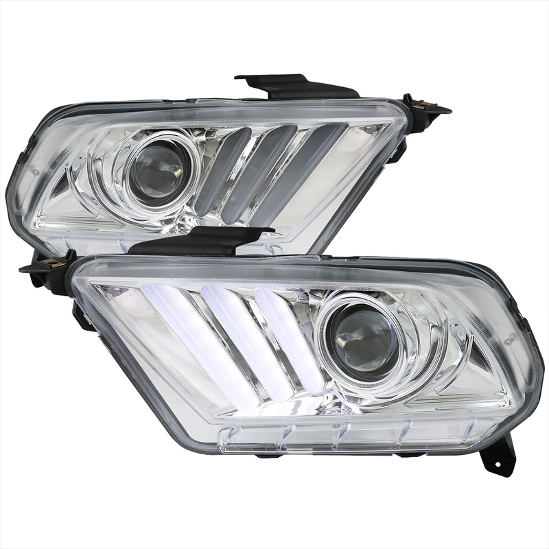 Spec-D 10-14 Ford  Mustang  Seq Signal Led Projector Headlight Chrome LHP-MST10-V2-TM