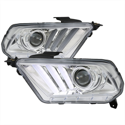 Spec-D 10-14 Ford  Mustang  Seq Signal Led Projector Headlight Chrome LHP-MST10-V2-TM