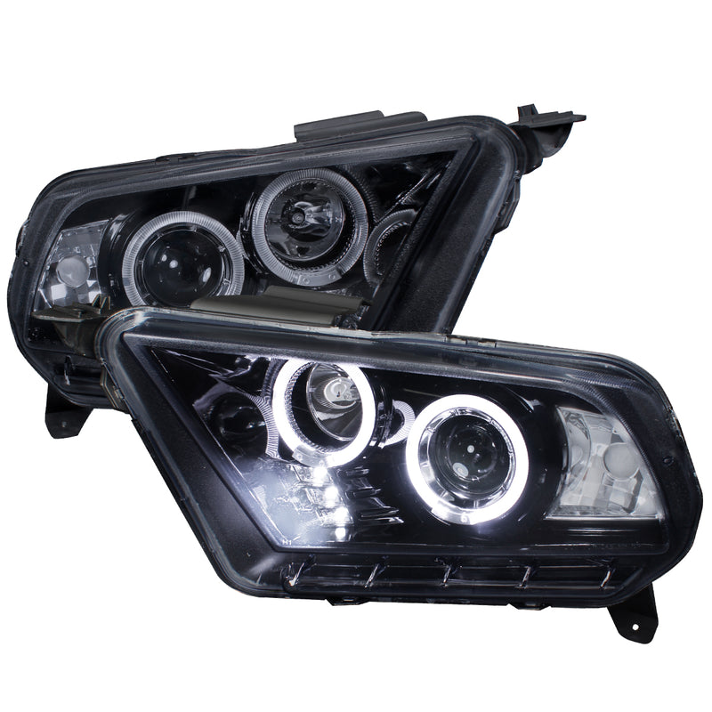 Spec-D 10-14 Ford  Mustang  Projector Headlight Gloss Black Housing Smoke Lens Halogen Model Only  LHP-MST10G-TM