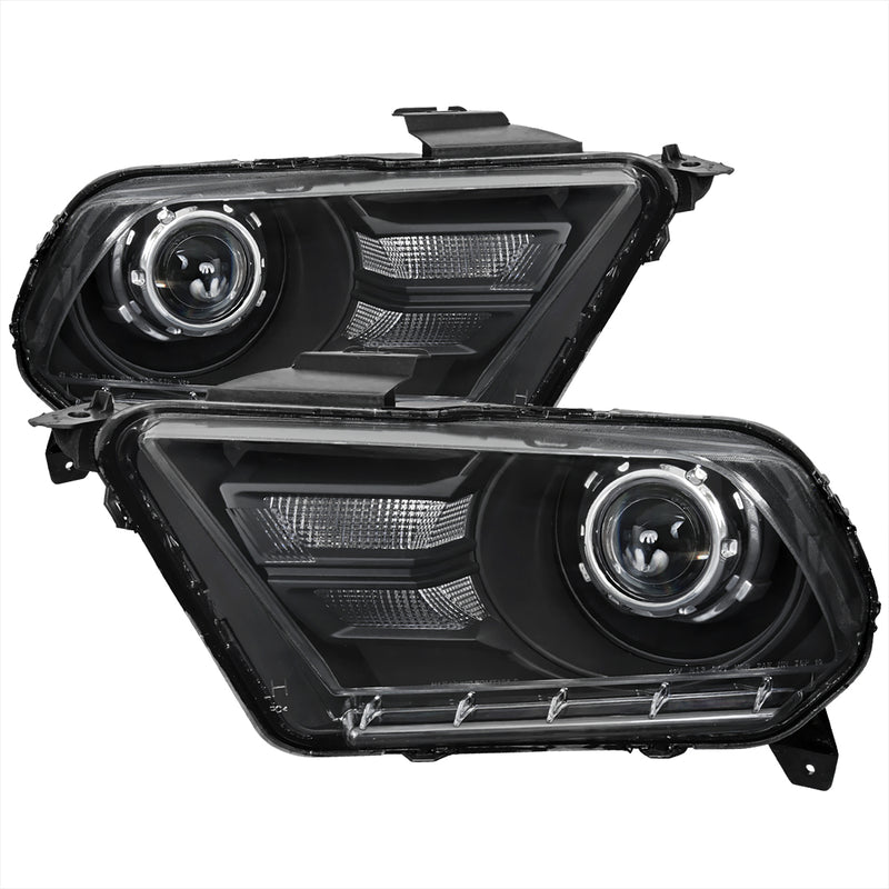 Spec-D 10-14 Ford Mustang Retro Projector Headlights- Black LHP-MST10JM-RS