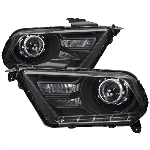 Spec-D 10-14 Ford Mustang Retro Projector Headlights- Black LHP-MST10JM-RS