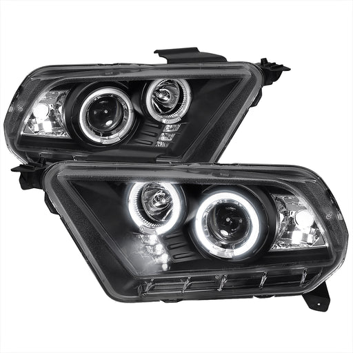 Spec-D 10-14 Ford  Mustang  Projector Headlight Black Housing Clear Lens Halogen Model Only  LHP-MST10JM-TM