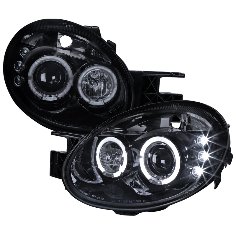 Spec-D 03-05 Dodge Neon Halo Led Projector Gloss Black Housing With Smoked Lens LHP-NEO03G-TM