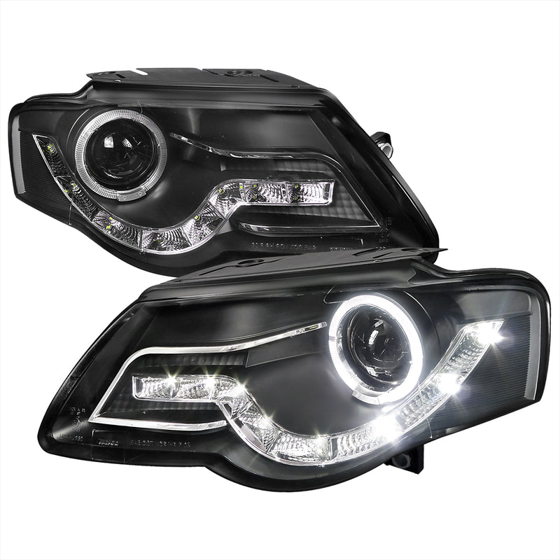 Spec-D 06-10 Volkswagen Passat Halo Led Projector Black LHP-PAS05JM-8-TM
