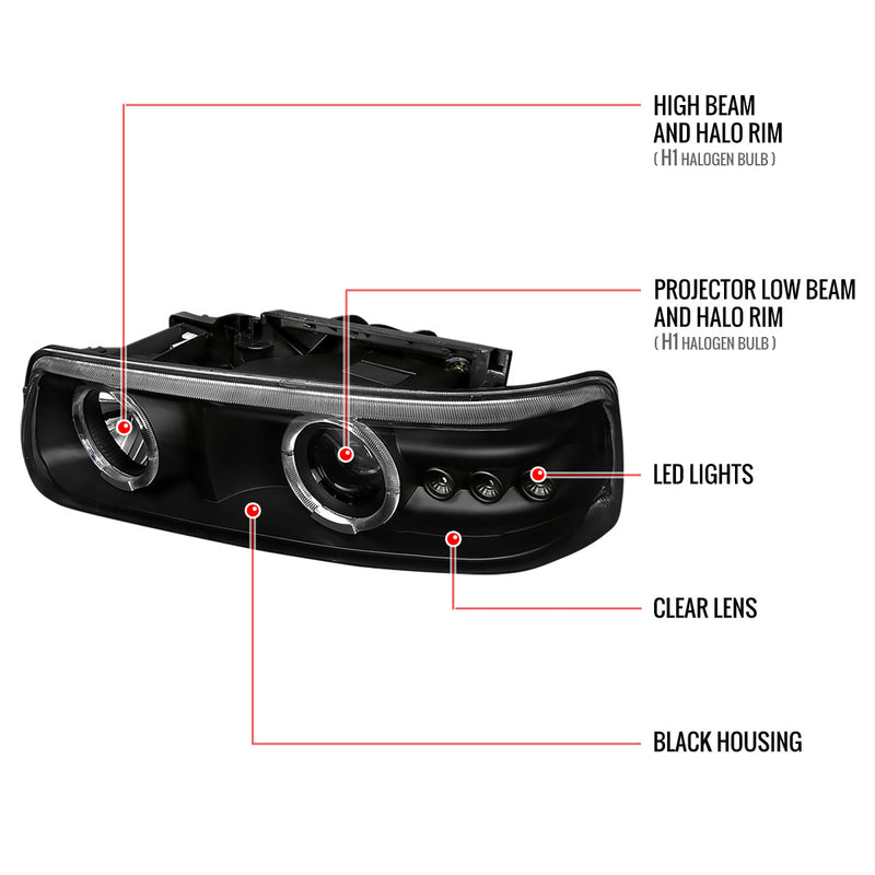 Spec-D 00-06 Chevrolet Suburban Projector Headlight Black Housing  LHP-SIV99JM-RS