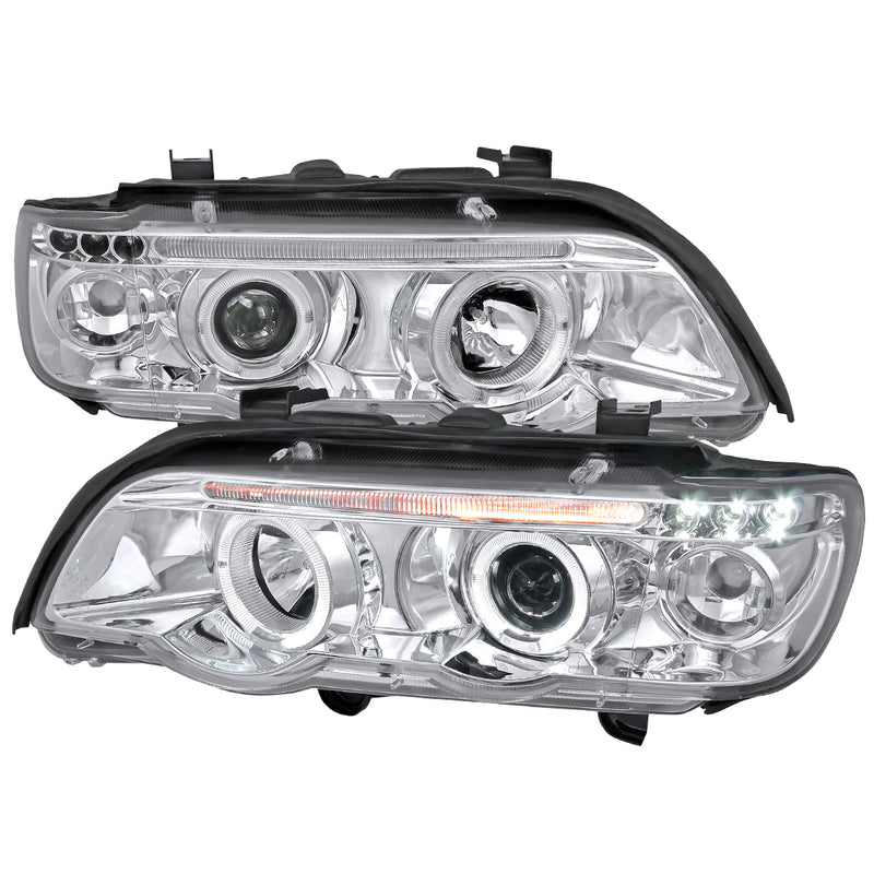 Spec-D 01-03 Bmw E53 X5 Halo Led Projector Headlight Chrome Housing LHP-X500-TM