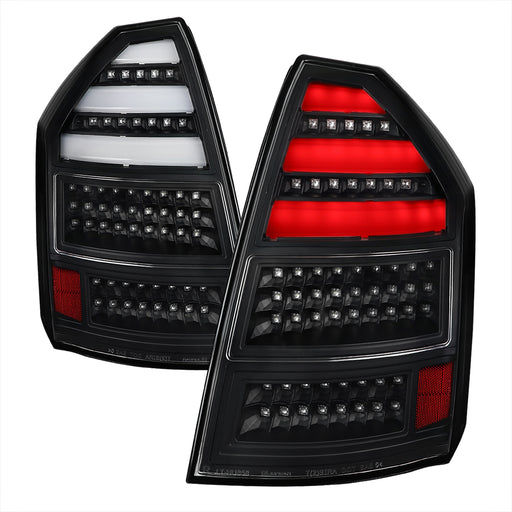 Spec-D 05-07 Chrysler 300C Led Tail Lights All Black Housing With Clear Lens LT-300C05JMLED-V2-TM