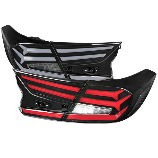 Spec-D 18-21 Honda Accord Sedan Led Tail Lights With White Led Bar/Sequential Signal/Breathing Light Effect Matte Black Housing And Clear Lens                                            LT-ACD184JM-SQ1-RS