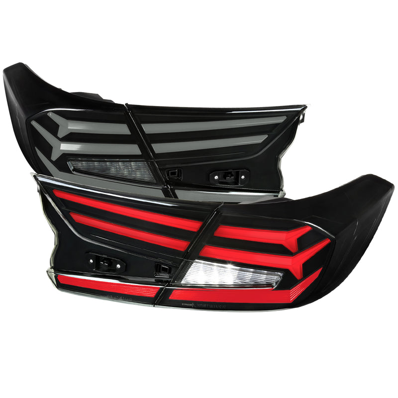 Spec-D 18-21 Honda Accord Sedan Led Tail Lights With White Led/Sequential Signal/Breathing Light Effect Glossy Black Housing And Smoked Lens                                            LT-ACD184SM-SQ1-RS