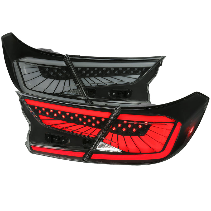 Spec-D 18-21 Honda Accord Sedan Led Tail Lights With White Led/Sequential Signal/Breathing Light Effect Glossy Black Housing And Smoked Lens                                            LT-ACD184SM-SQ2-RS