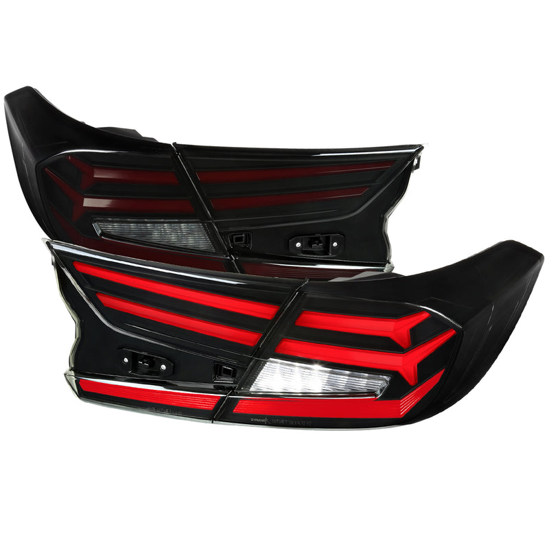 Spec-D 18-21 Honda Accord Sedan Led Tail Lights With Red Led Bar/Sequential Signal/Breathing Light Effect Matte Black Housing And Smoked Lens                                            LT-ACD184SZ-SQ1-RS