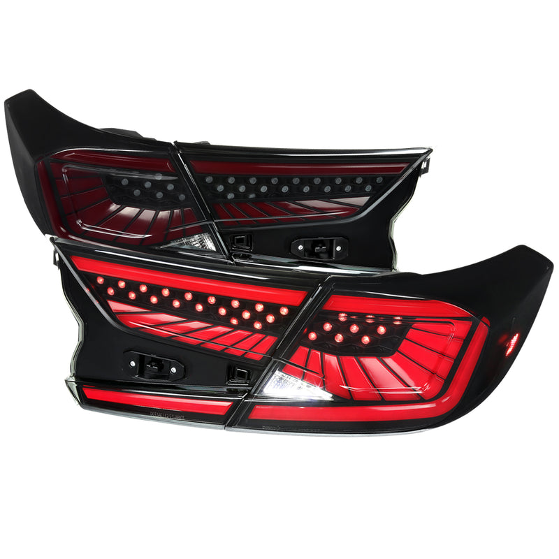 Spec-D 18-21 Honda Accord Sedan Led Tail Lights With Red Led Bar/Sequential Signal/Breathing Light Effect Matte Black Housing And Smoked Lens                                            LT-ACD184SZ-SQ2-RS