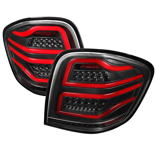 Spec-D 06-11 Mercedes Benz M-Class Led Tail Lights- Blackhousing- Clear Lens With Red Light Bar LT-BW16406JRLED-TM