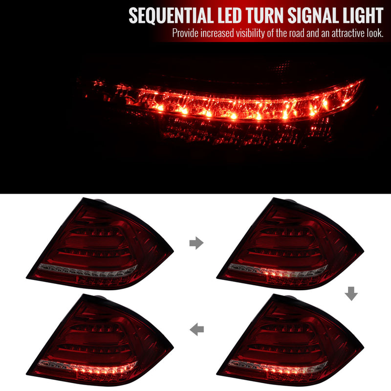 Spec-D 01-04 Mercedez Benz C-Class Sedan W203 Led Sequential Tail Lights Chrome Housing Red Smoked Lens LT-BW20300RGLD-SQ-TM