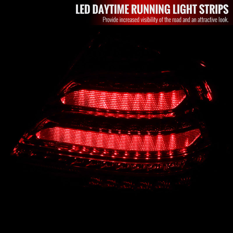 Spec-D 01-04 Mercedez Benz C-Class Sedan W203 Led Sequential Tail Lights Chrome Housing Red Smoked Lens LT-BW20300RGLD-SQ-TM