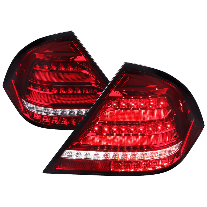 Spec-D 01-04 Mercedes Benz C-Class Sedan W203 Led Sequential Tail Lights Chrome Housing Red Clear Lens LT-BW20300RLED-SQ-TM