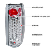Spec-D 99-00 Cadillac Escalade Led Tail Lights Chrome LT-C1088CLED-TM