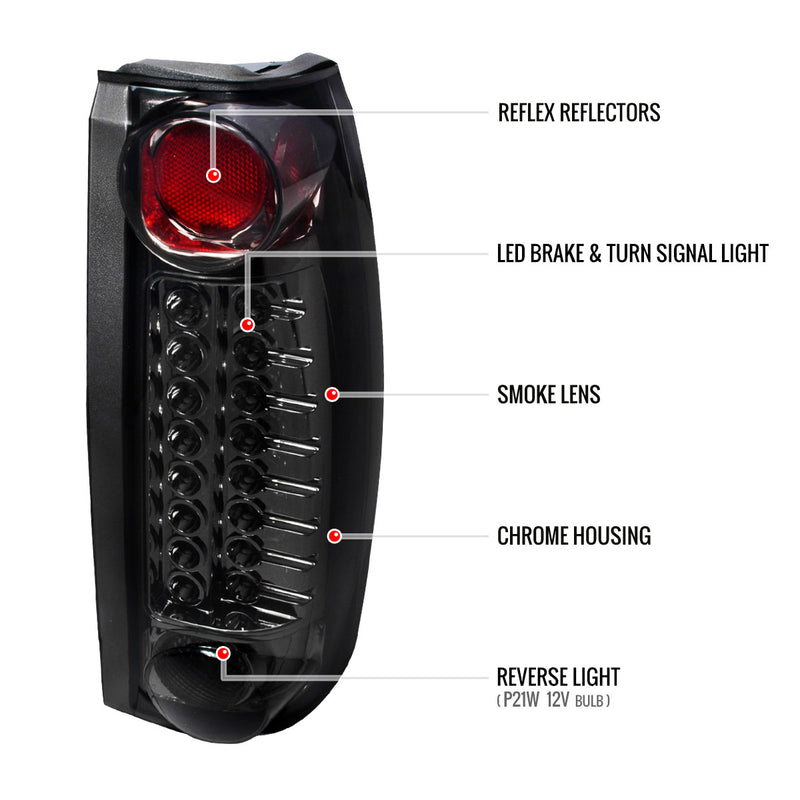Spec-D 88-98 Chevrolet C10 Led Tail Lights Smoke LT-C1088GLED-TM